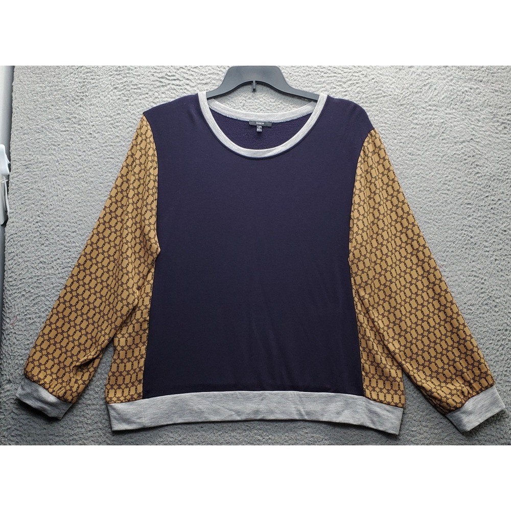 Drew Sweatshirt Womens XL Multi Geometric Fleece Lined Stretch Raglan Sleeve